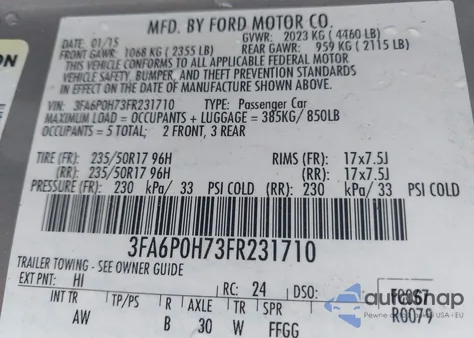 2015 Ford Fusion Se from USA, damaged, VIN 3FA6P0H73FR231710